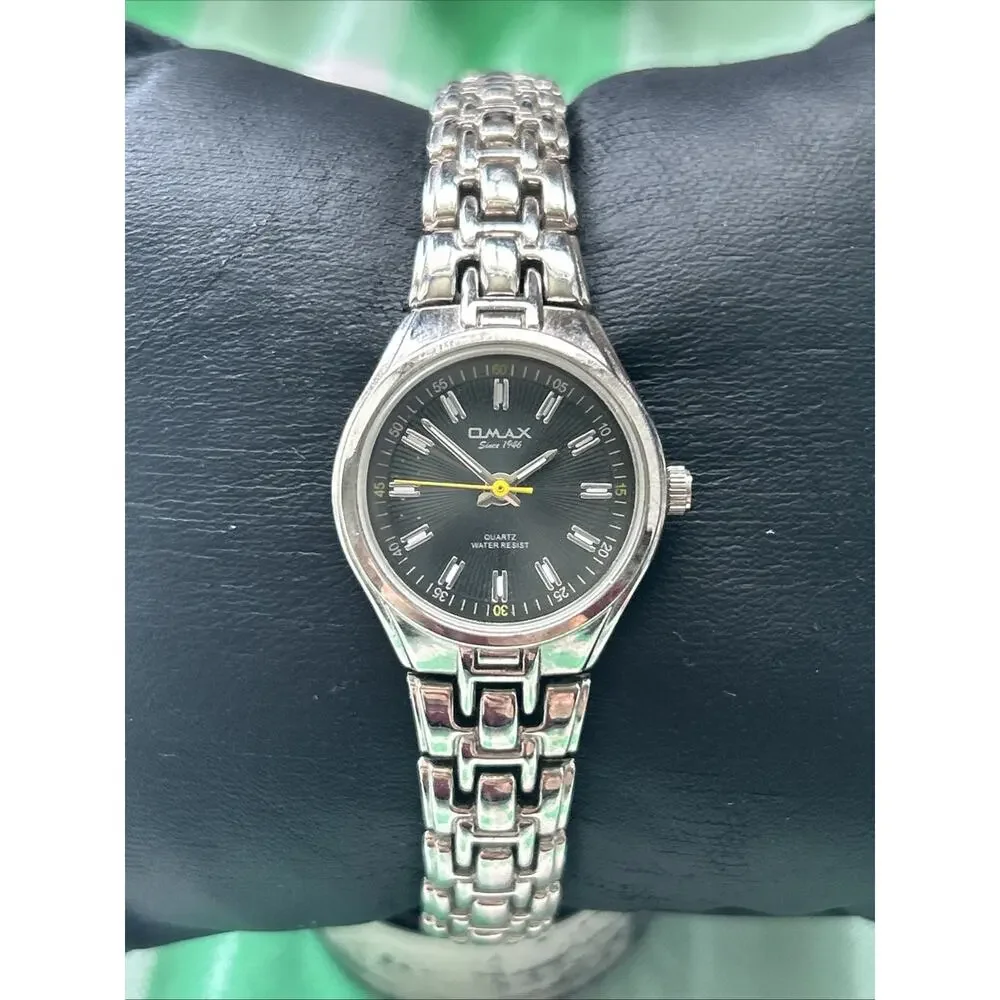 Omax Silver Tone Black Dial Women’s Quartz Watch
